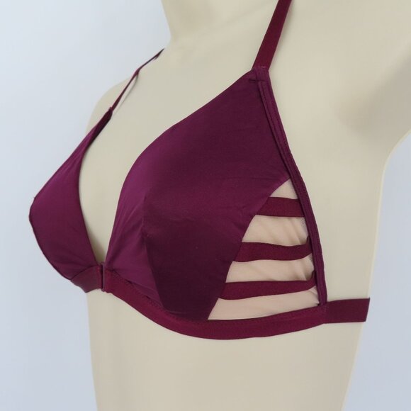 Victorias Secret Medium Bralette Purple Mesh Sides Wireless Unlined Front Close - Picture 5 of 13